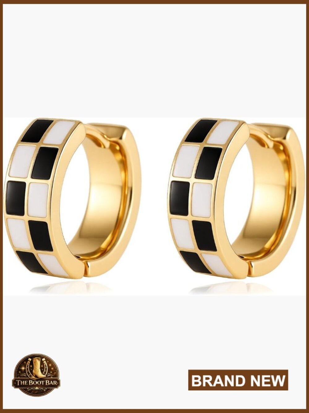 Hypoallergenic Hoop Earrings for Women, Small Checker Cartilage Design, Gold